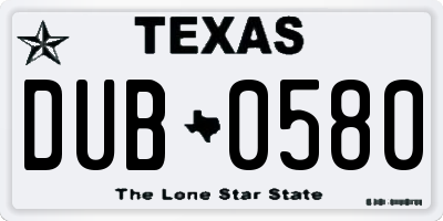 TX license plate DUB0580