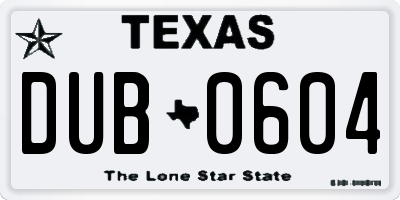 TX license plate DUB0604