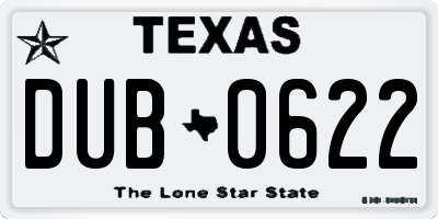 TX license plate DUB0622