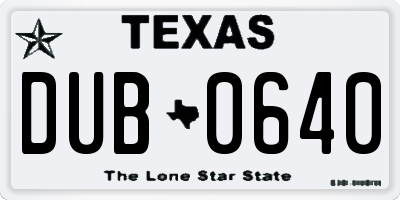 TX license plate DUB0640