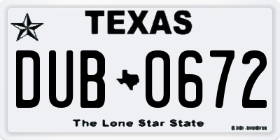 TX license plate DUB0672