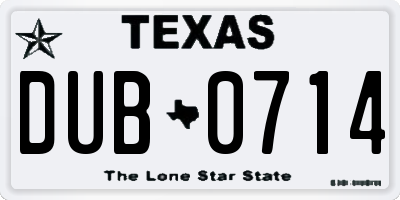 TX license plate DUB0714