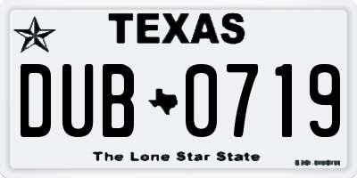 TX license plate DUB0719