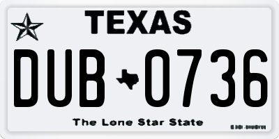 TX license plate DUB0736