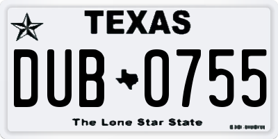TX license plate DUB0755