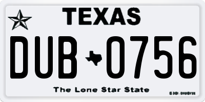 TX license plate DUB0756
