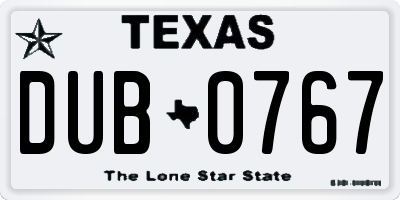 TX license plate DUB0767