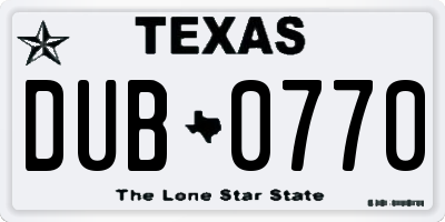 TX license plate DUB0770