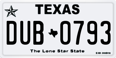 TX license plate DUB0793