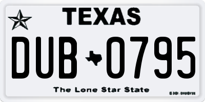 TX license plate DUB0795