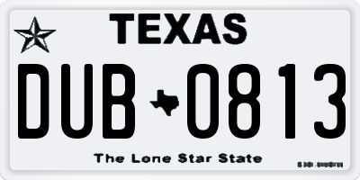 TX license plate DUB0813