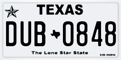 TX license plate DUB0848