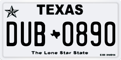 TX license plate DUB0890
