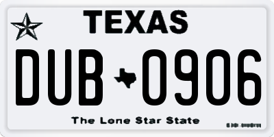 TX license plate DUB0906