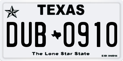 TX license plate DUB0910