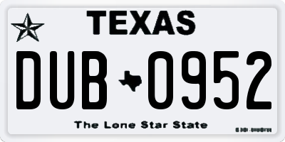 TX license plate DUB0952