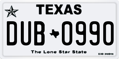 TX license plate DUB0990
