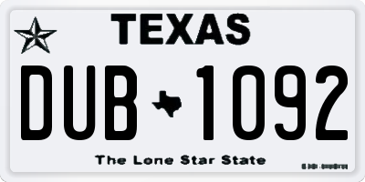 TX license plate DUB1092