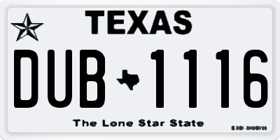TX license plate DUB1116