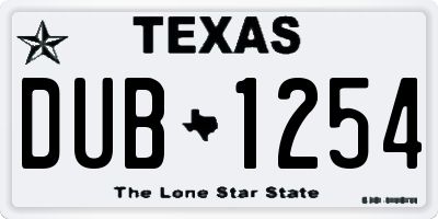 TX license plate DUB1254