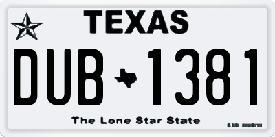 TX license plate DUB1381