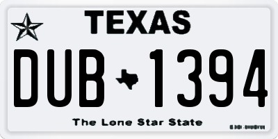 TX license plate DUB1394