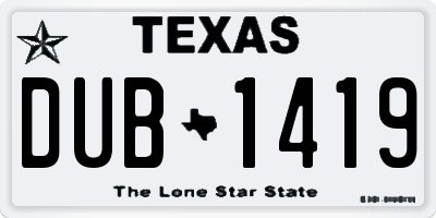 TX license plate DUB1419