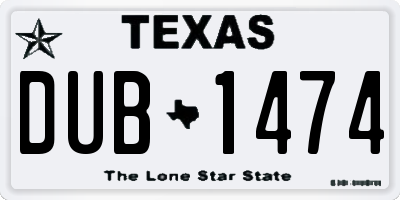 TX license plate DUB1474