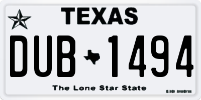 TX license plate DUB1494