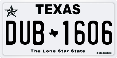 TX license plate DUB1606