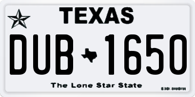 TX license plate DUB1650
