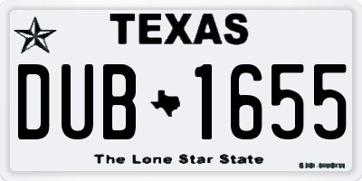 TX license plate DUB1655