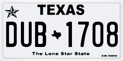 TX license plate DUB1708