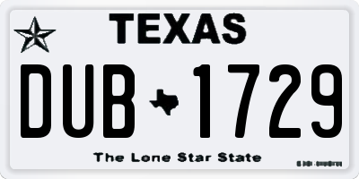 TX license plate DUB1729