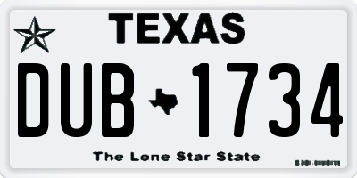 TX license plate DUB1734