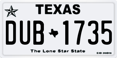 TX license plate DUB1735