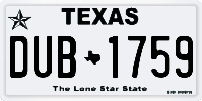 TX license plate DUB1759