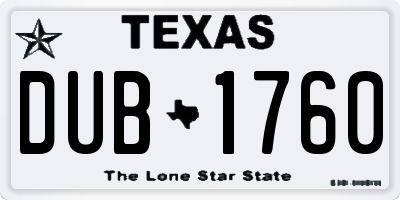 TX license plate DUB1760