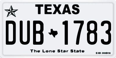 TX license plate DUB1783