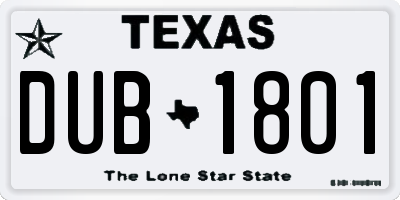 TX license plate DUB1801