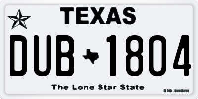 TX license plate DUB1804