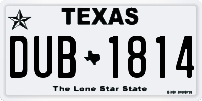 TX license plate DUB1814