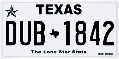 TX license plate DUB1842