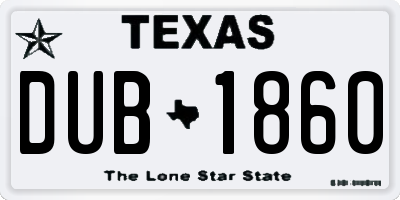 TX license plate DUB1860