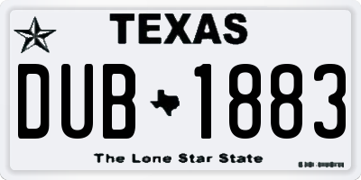 TX license plate DUB1883