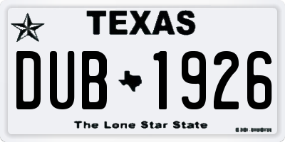 TX license plate DUB1926