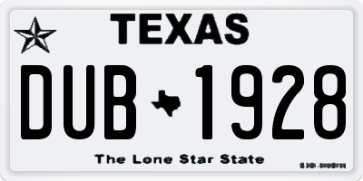 TX license plate DUB1928