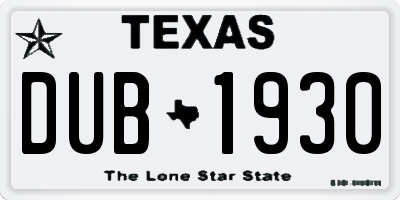 TX license plate DUB1930