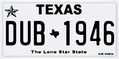 TX license plate DUB1946