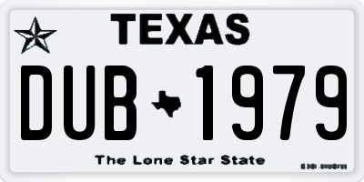TX license plate DUB1979